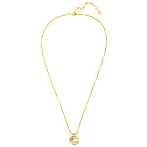 Kasten-Halskette mit goldfarbenem Anhänger Welle
