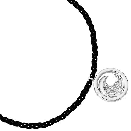 Textil Armband schwarz Welle silber