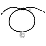 Textil Armband schwarz Welle silber
