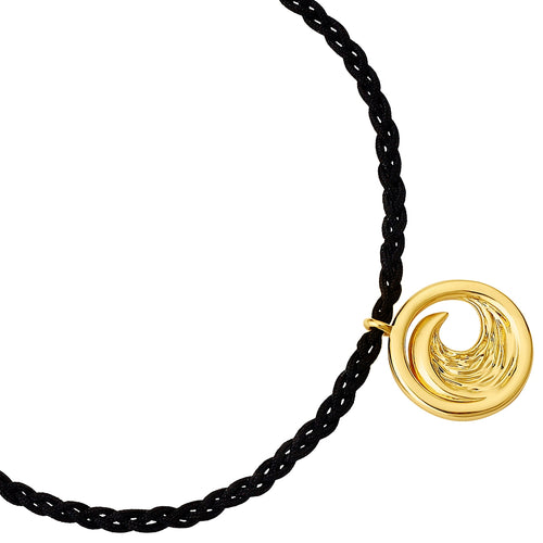 Textil Armband schwarz Welle gold