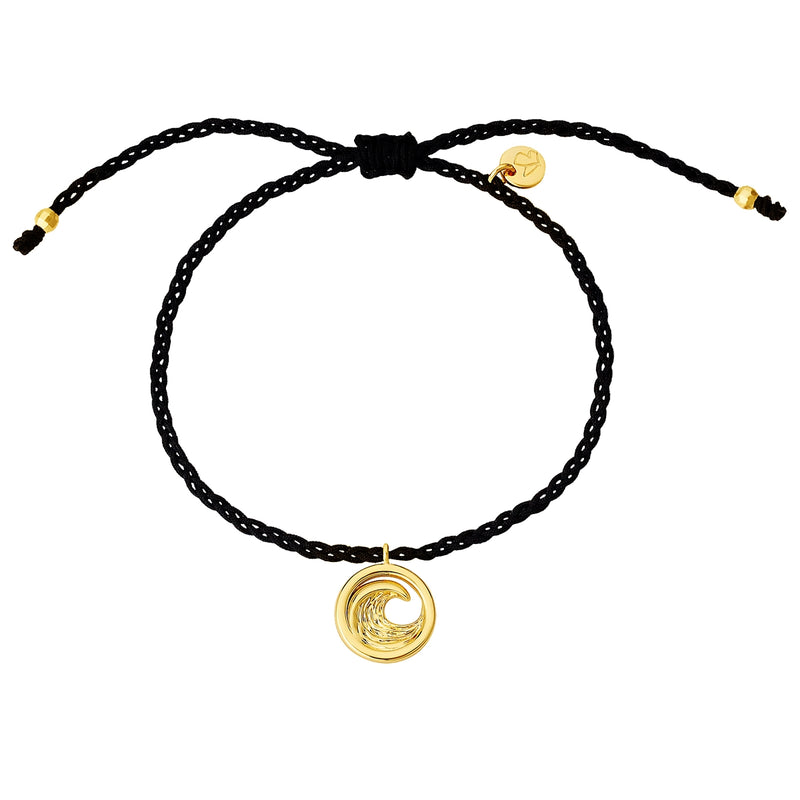 Textil Armband schwarz Welle gold