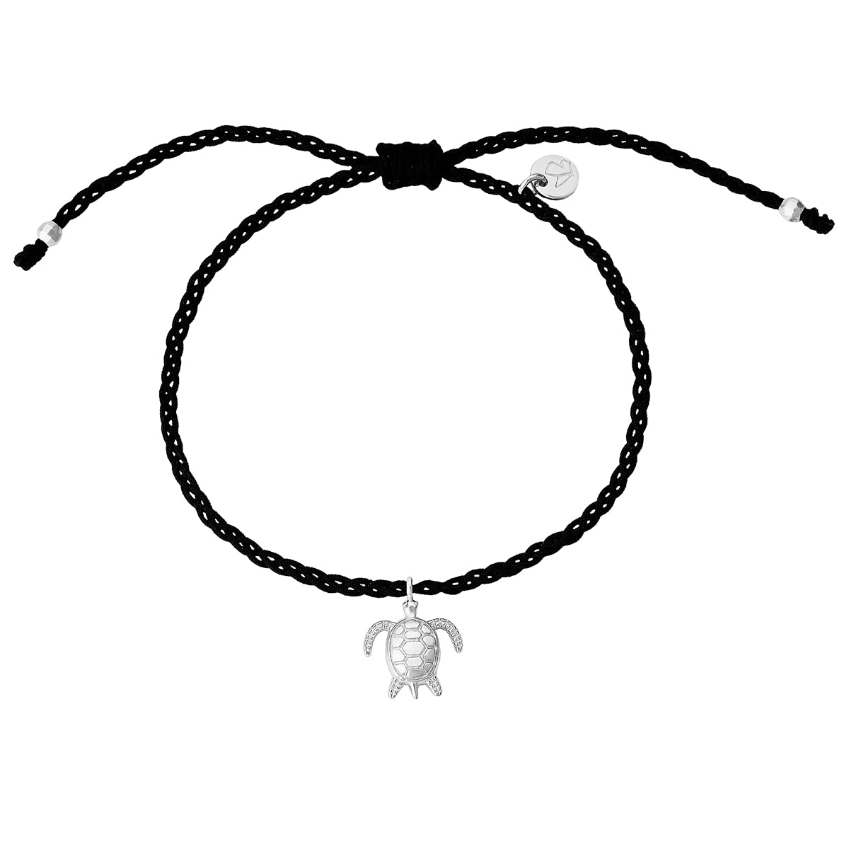 Textil Armband schwarz Schildkröte silber