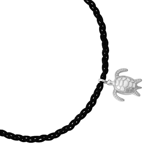 Textil Armband schwarz Schildkröte silber
