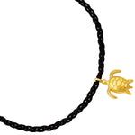 Schwarzes Textil-Armband TURTLE gold