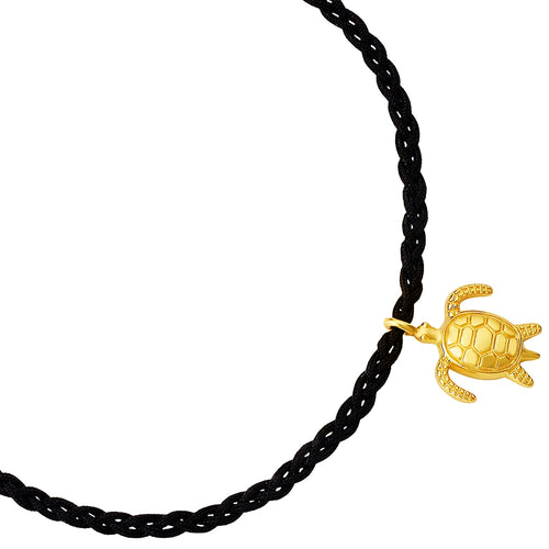 Schwarzes Textil-Armband TURTLE gold