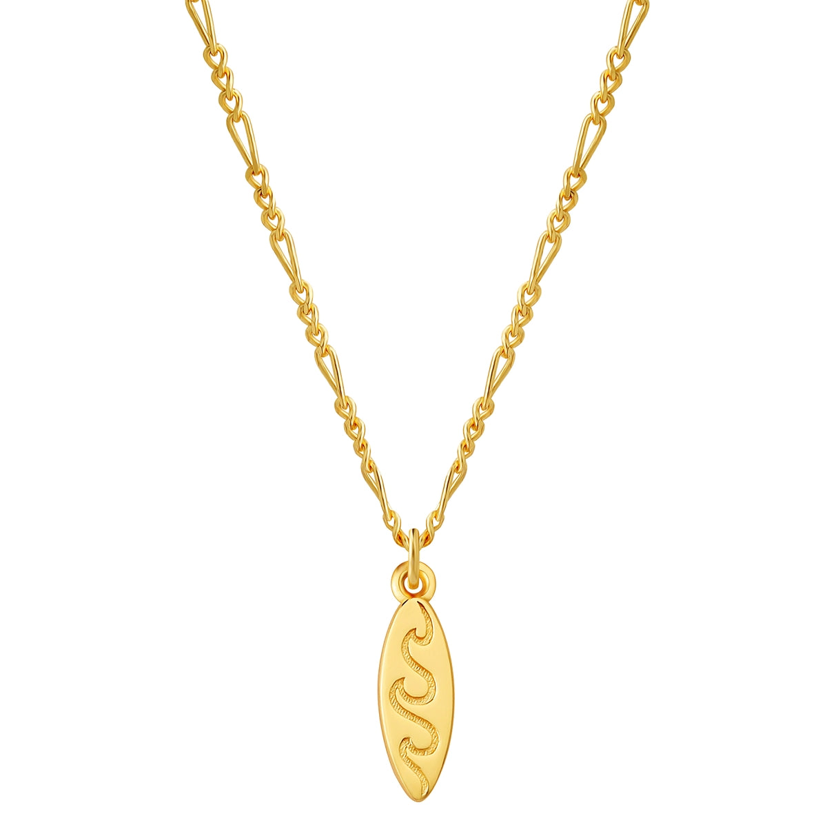 Goldene Figaro-Kette mit Surfbrett Anhänger