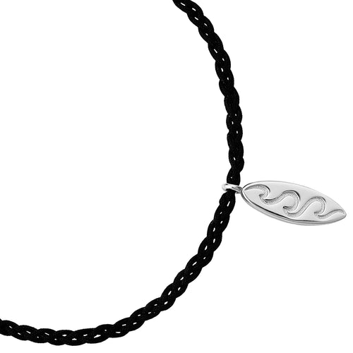Textil-Armband schwarz Surfboard silber
