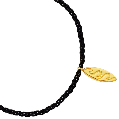 Textil Armband in schwarz Surfboard gold