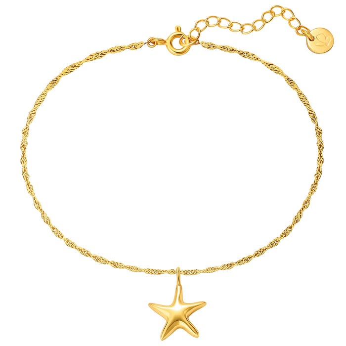 Kordel-Armband mit Seestern-Anhänger (gold)