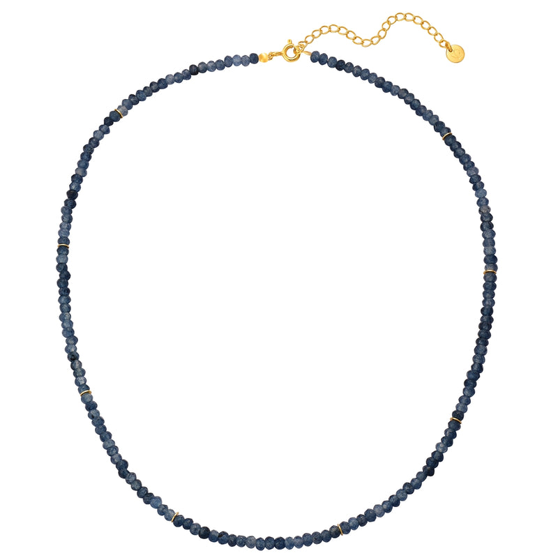 Kette Sterling Silber gelbgold Chalcedon blau