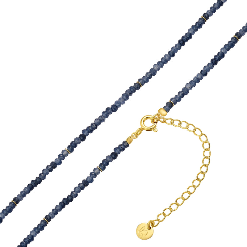 Kette Sterling Silber gelbgold Chalcedon blau