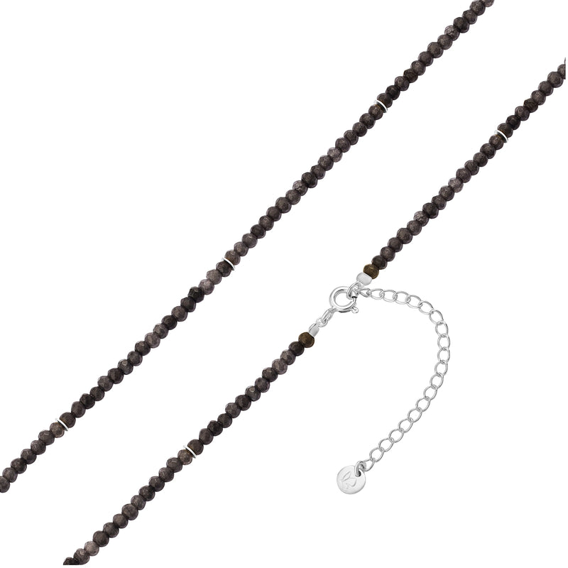 Kette Sterling Silber Chalcedon grau