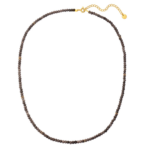 Kette Sterling Silber gelbgold Chalcedon grau