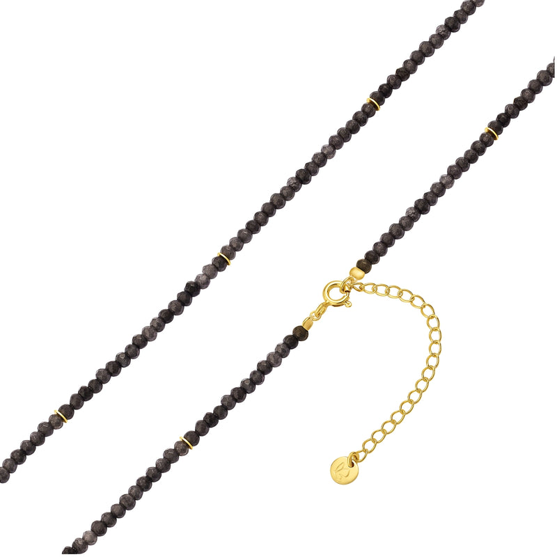 Kette Sterling Silber gelbgold Chalcedon grau