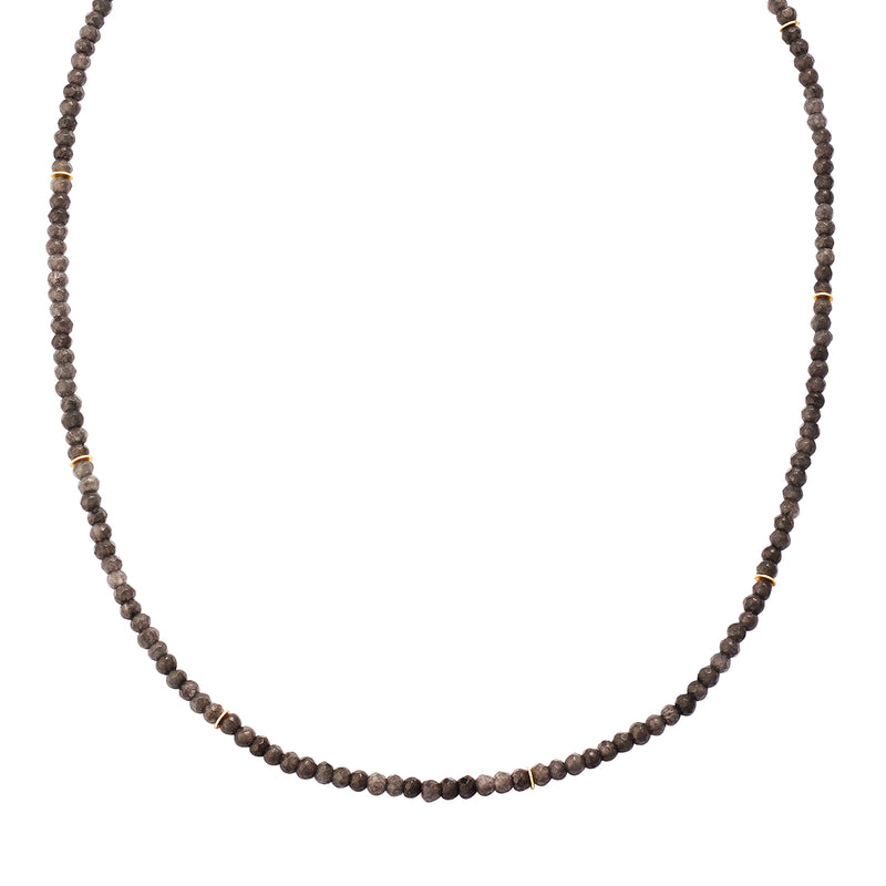 Kette Sterling Silber gelbgold Chalcedon grau