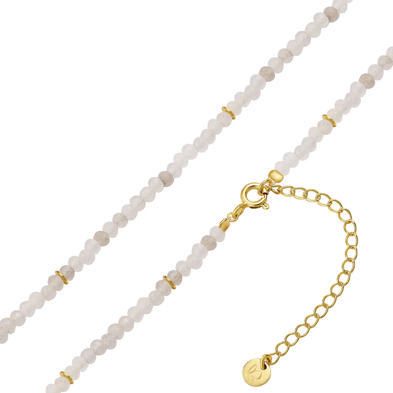 Kette Sterling Silber gelbgold Chalcedon weiß