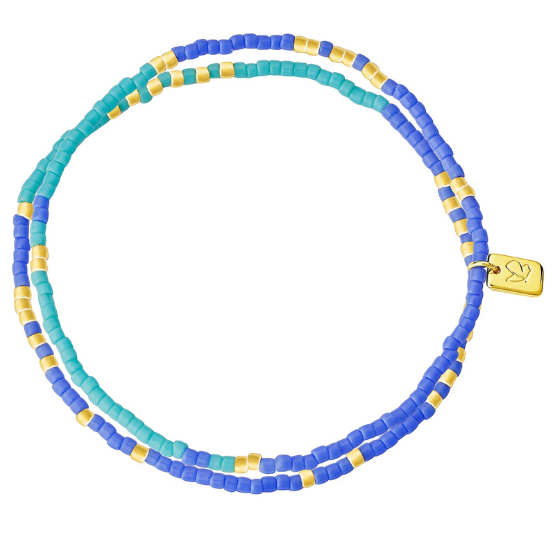 Armband gold BEADS blau/grün
