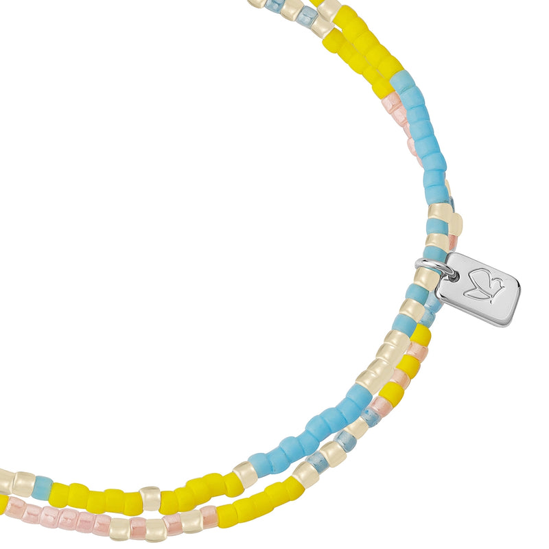 Armband silber BEADS hellblau/rosa