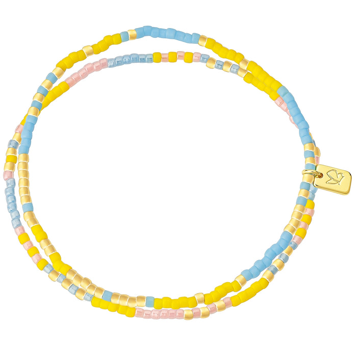 Armband gold BEADS hellblau/rosa
