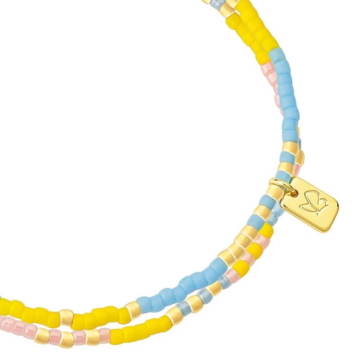 Armband gold BEADS hellblau/rosa