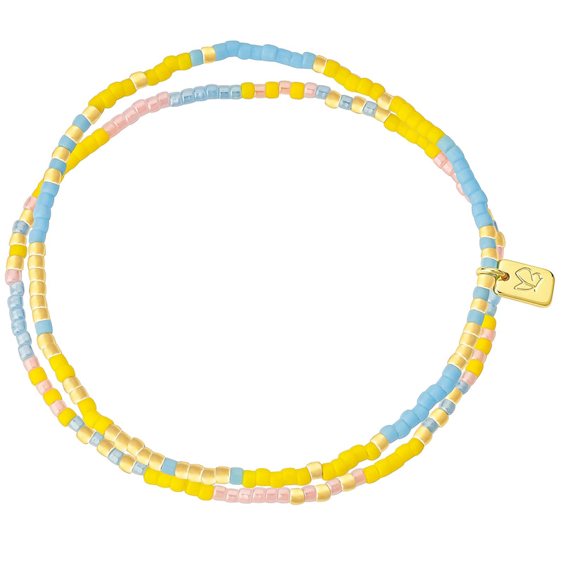 Armband gold BEADS hellblau/rosa