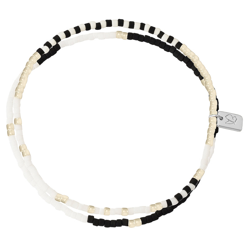 Armband silber BEADS schwarz/weiß