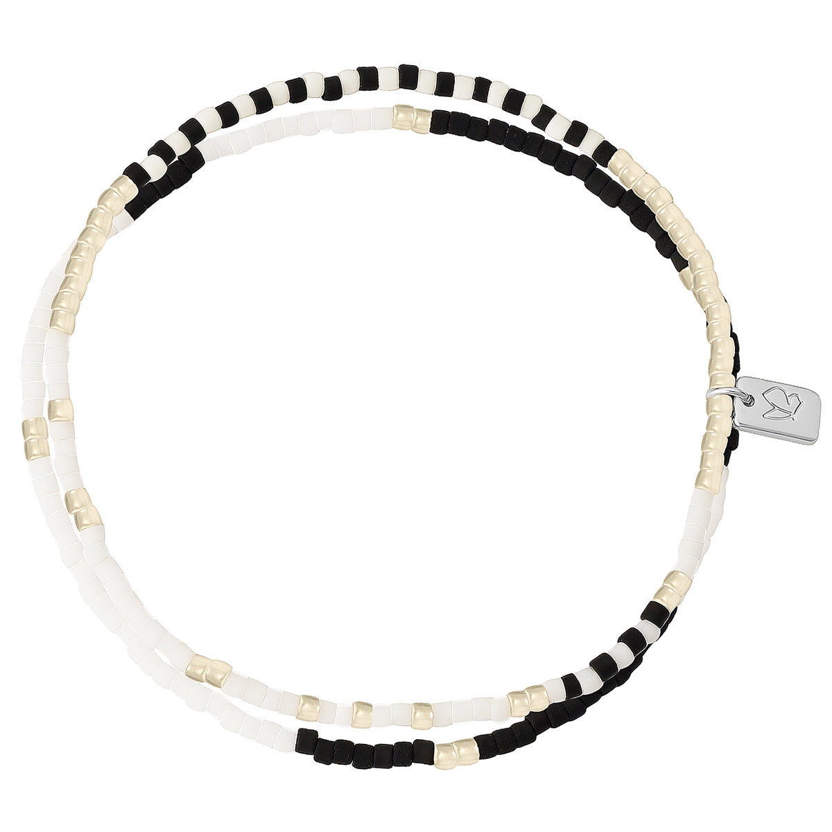 Armband silber BEADS schwarz/weiß