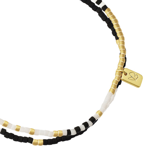 Armband gold BEADS schwarz/weiß