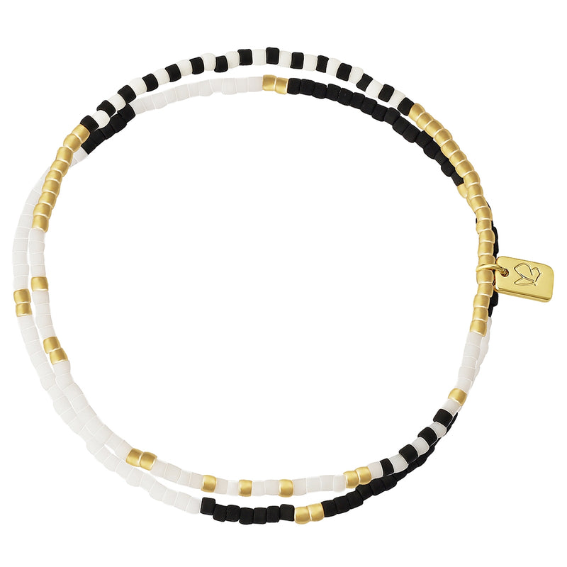 Armband gold BEADS schwarz/weiß
