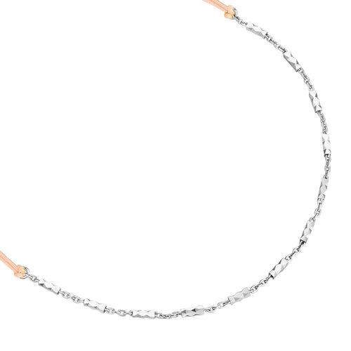 Textil Armband beige Gliederkette silber