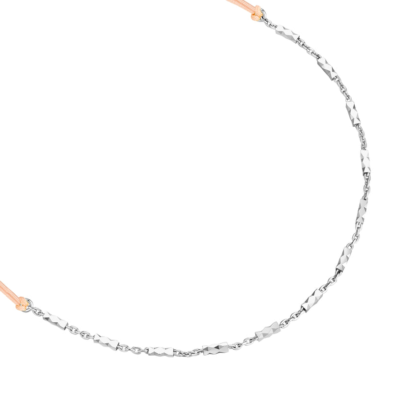 Textil Armband beige Gliederkette silber