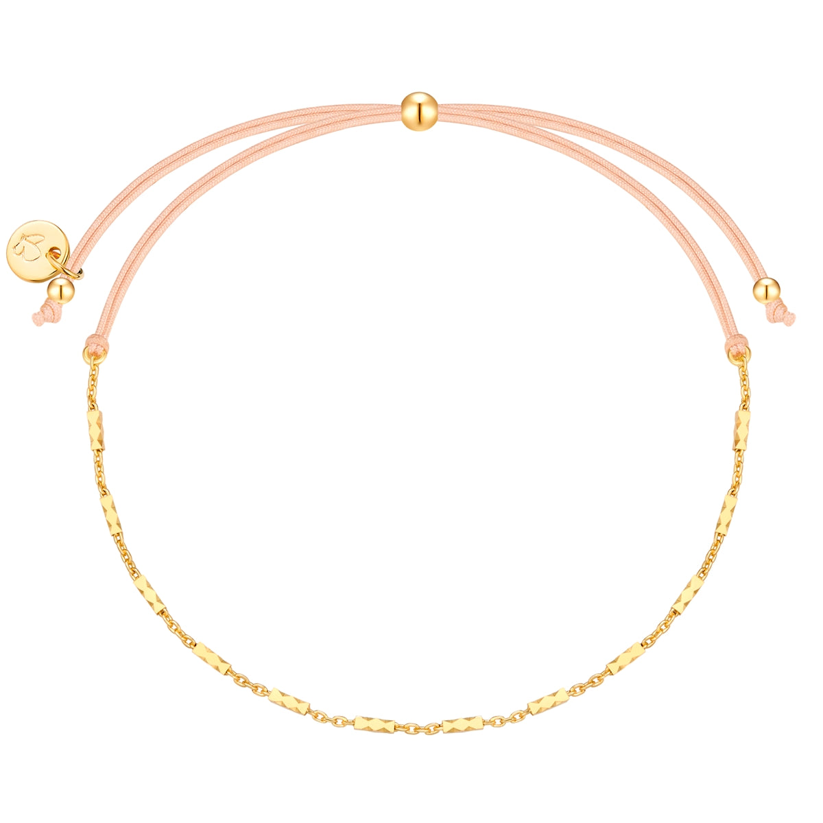 Textil-Armband beige Kette gold
