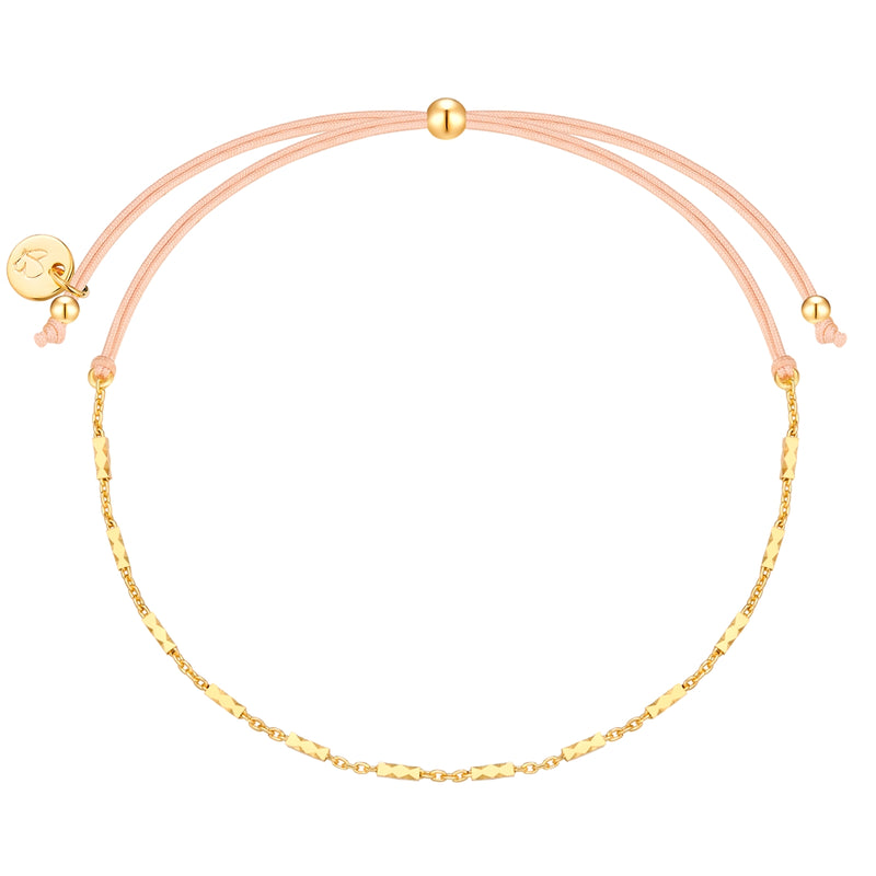 Textil-Armband beige Kette gold