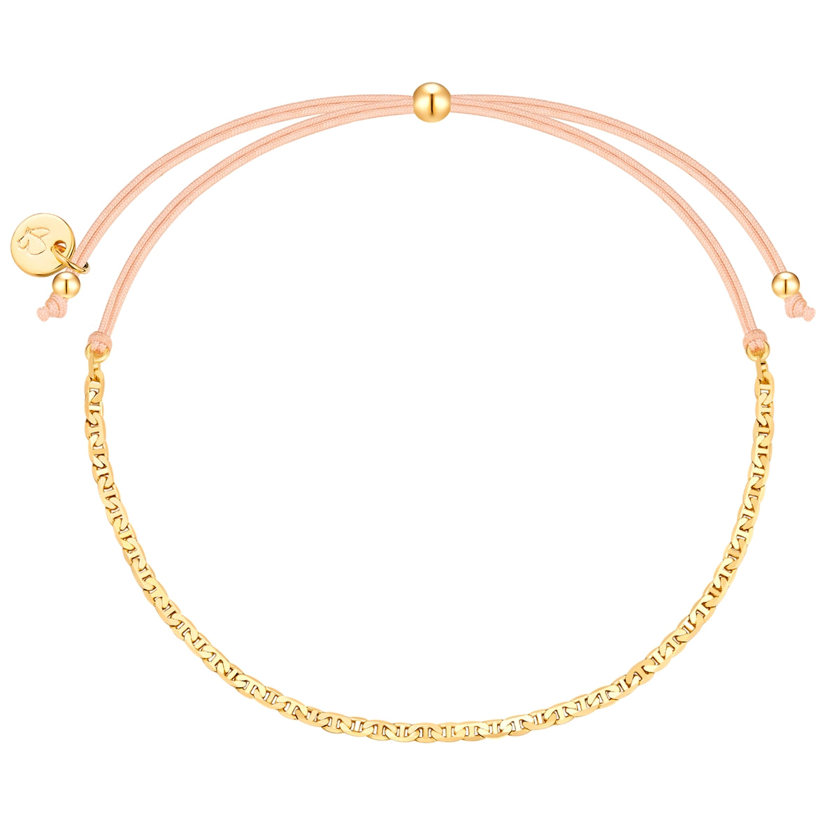 Textil-Armband beige Kettchen gold