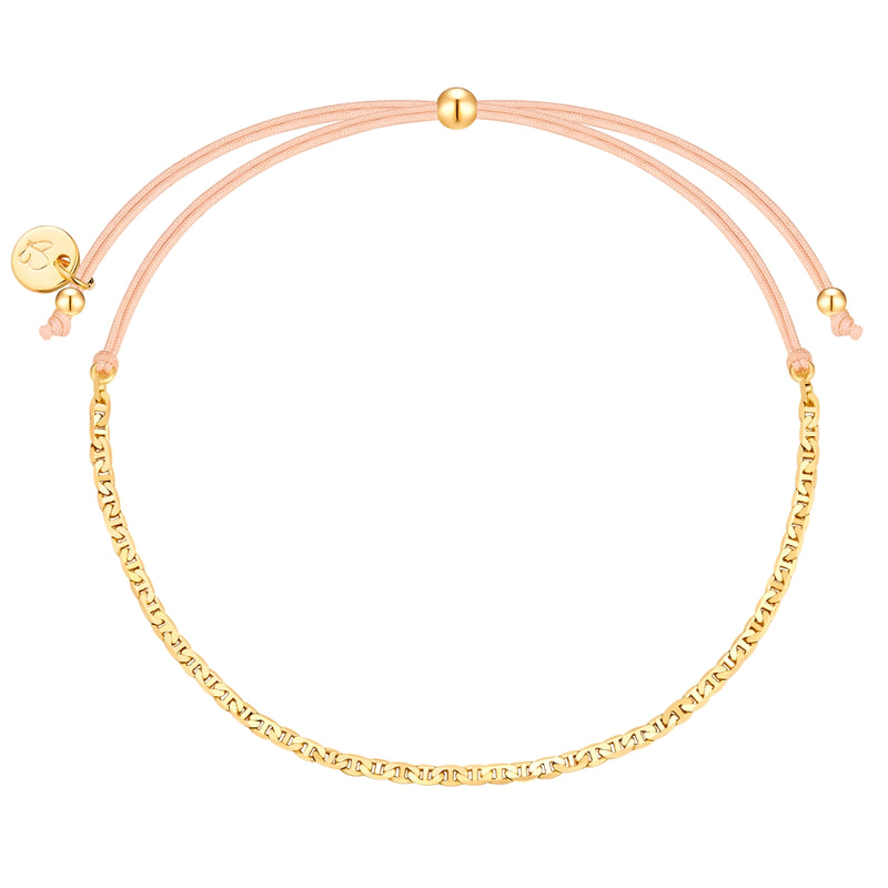 Textil-Armband beige Kettchen gold