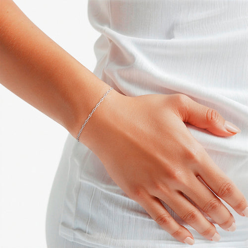 Armband Textil beige Kette in silber