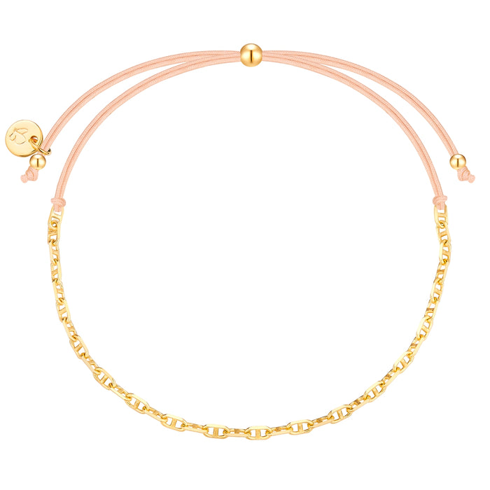 Textil Armband beige Kette in gelbgold