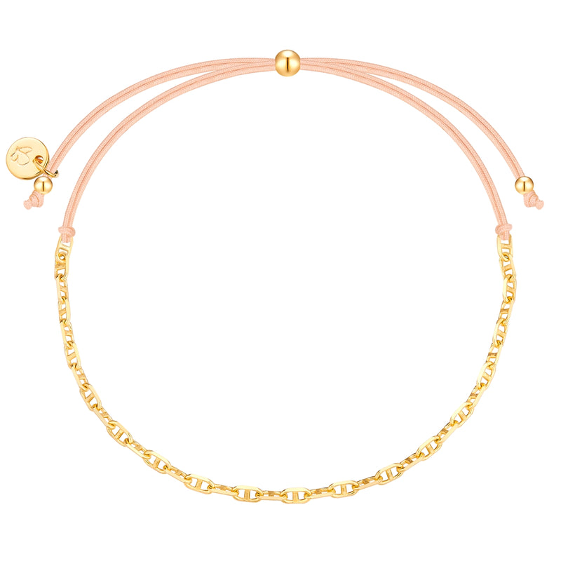 Textil Armband beige Kette in gelbgold