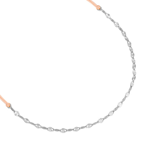 Textil Armband beige Kette in silber