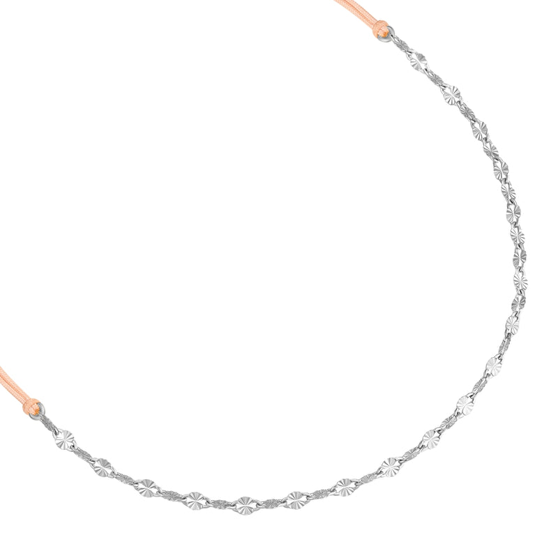 Textil Armband beige Kette in silber