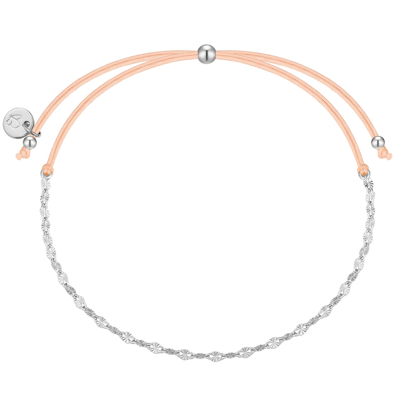 Textil Armband beige Kette in silber