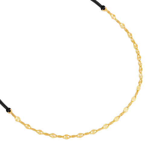 Armband mit Textil schwarz Kette in gold