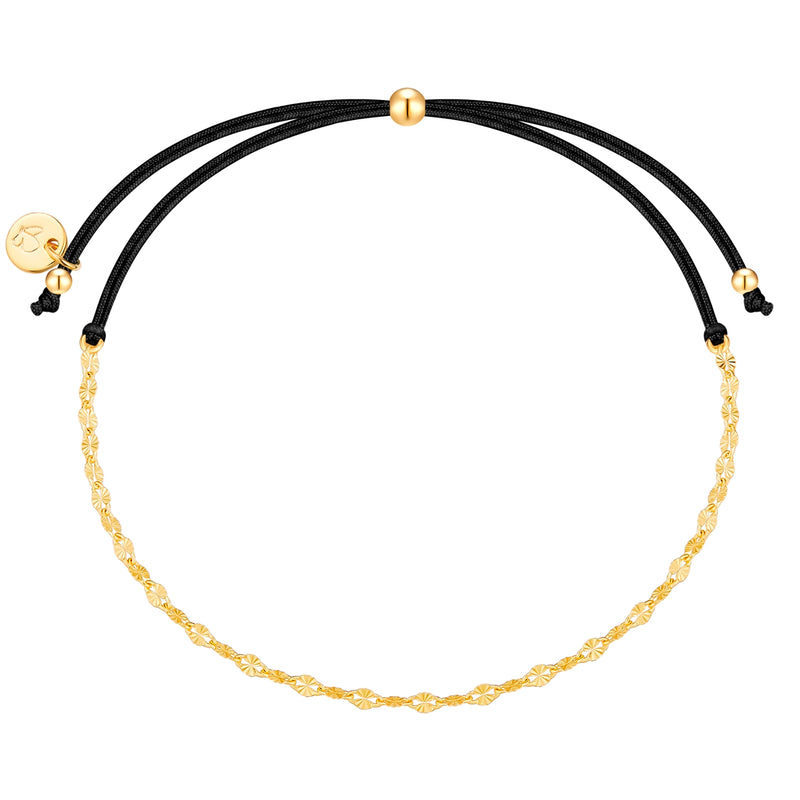Armband mit Textil schwarz Kette in gold