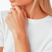 Armband mit Textil beige Kette in gold