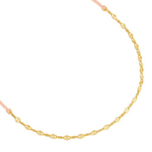 Armband mit Textil beige Kette in gold