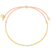 Armband mit Textil beige Kette in gold