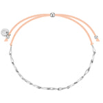 Armband mit Textil beige Kettchen silber