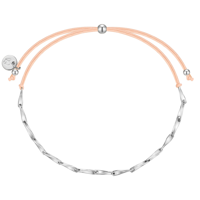 Armband mit Textil beige Kettchen silber