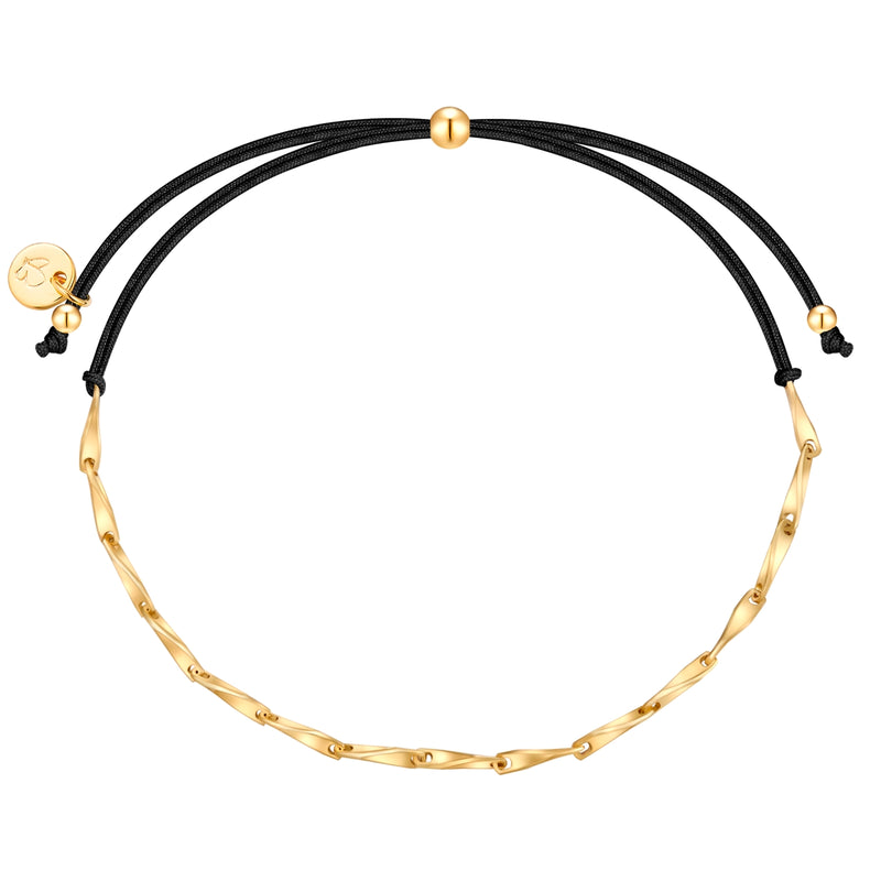Armband mit Textil schwarz Kette in gold