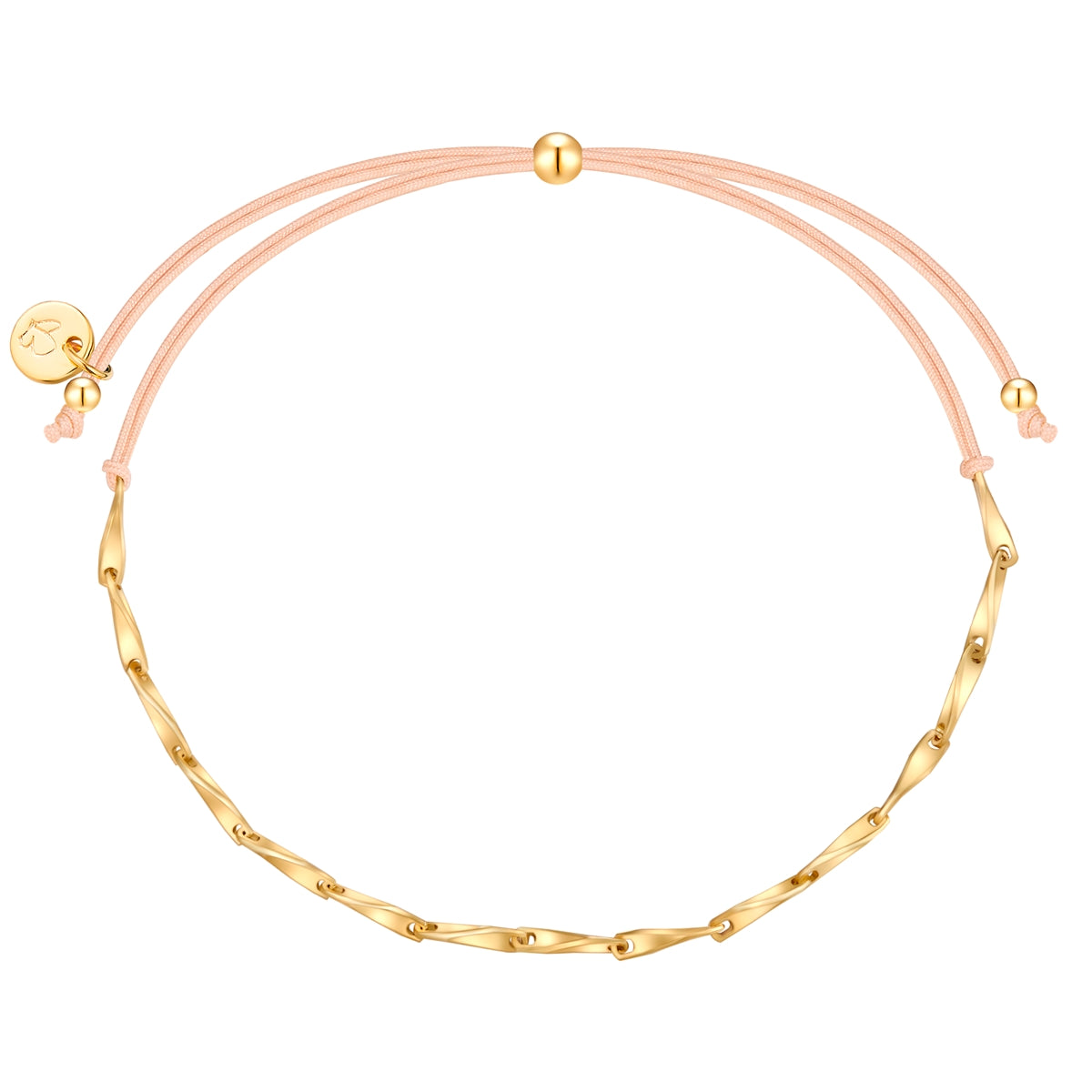 Textil Armband beige Gliederkette gold